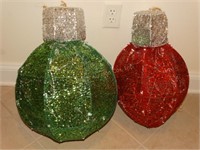 2 large outdoor lighted Christmas ornaments 2'