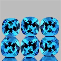 Natural Swiss Blue Topaz 6 Pcs {Flawless-VVS1}