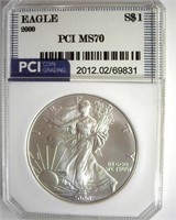 2000 Silver Eagle MS70 LISTS FOR $4350