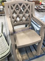 2 brown patio chairs