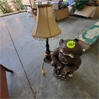 TABLE LAMP AND MONKEY FIGURE