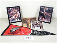 Signed Trail Blazers Pennant, Pictures + Newspaper