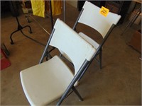 2 Plastic and Metal Folding Chairs