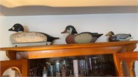 Three duck decoys, all carved wood hand-painted,