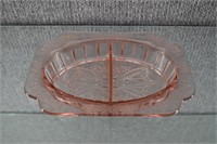 Jeannette Pink Depression Glass Divided Bowl