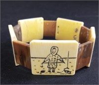 Alaska Eskimo (Inuit) Walrus Ivory Story Bracelet