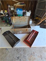 Metal tool box and two metal trays