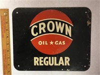 Vintage Painted Tin Sign Crown Regular Oil & Gas