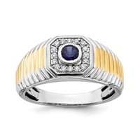 Sterling Silver- Created Blue Sapphire Ring