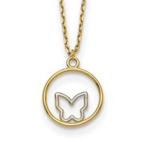 14 Kt- Rhodium Butterfly Circle Necklace
