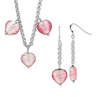 Sterling Silver- Pink Murano Glass Set