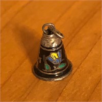 Sterling Silver & Enamel Bell Charm or Pendant