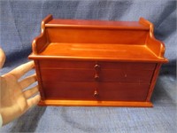 wooden jewelry box with costume jewelry