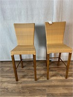 2pc La Cor St. John Aluminum Faux Rattan Barstools