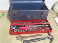 Blue metal tool box