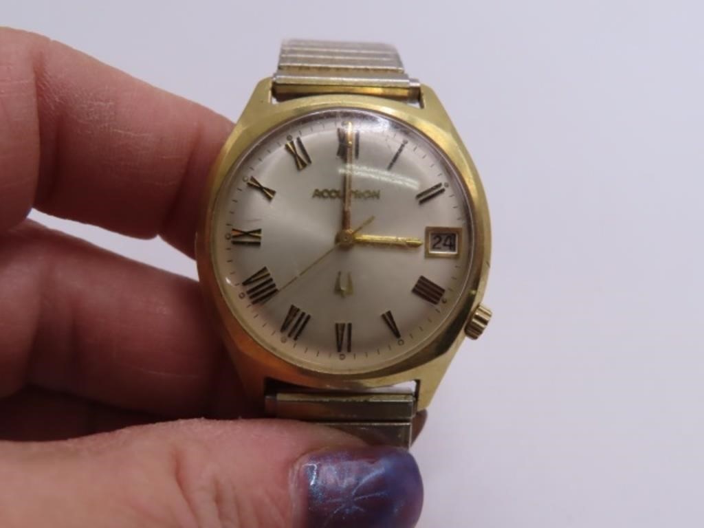 vintage Bulova Accutron Mens 14k Gold FIlled Watch
