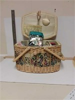 Sewing basket with sewing needls thread Scissors