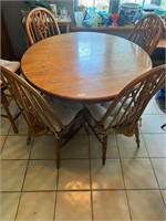 PEDESTAL TABLE 4 CHAIRS & STOOL