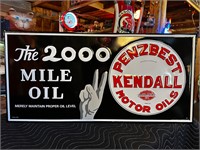 33 x 16” Metal Embossed Kendall Oil Sign