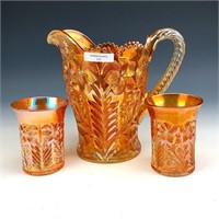 Imperial Marigold Tiger Lily Pitcher & Tumbler Lot