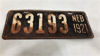 1921 Nebraska license plate