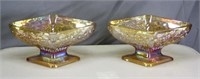 PAIR OF CARNIVAL GLASS STYLE BOWLS