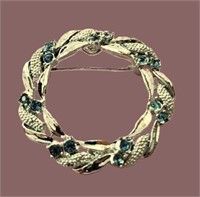 VINTAGE SIGNED "GERRY'S" SILVER BLUE WREATH BROOCH