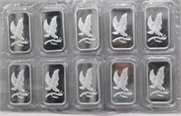 (10) 1 OZ. .999 SILVER BARS.