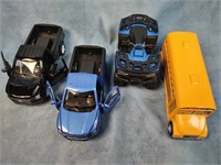 (4) RMZ City 5" Die Cast Cars & Bus, New