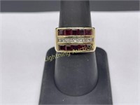 18K YELLOW GOLD RUBY AND DIAMOND RING