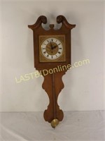 WOODEN WALL MOUNT KEY WIND PENDULUM CLOCK