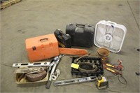 Miscellaneous Garage Items, Cable, Levels, Trowel,