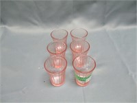 pink depression glass juice cups