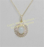 Sterling silver gold plated opal (5.24cts) & cubic
