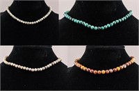 Four Jasper Stone Beads Necklaces