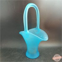 Frosted Blue Glass Basket