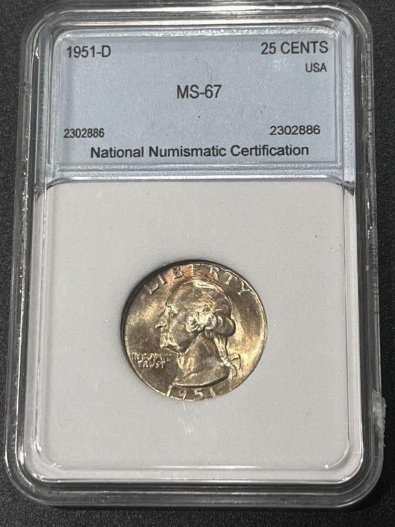 1951-D Silver Quarter NNC MS67 Guide