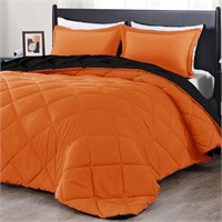 Incomplete Queen Comforter Set - Orange/Black