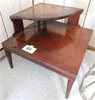 Vintage mahogany corner step end table w/ inlay,