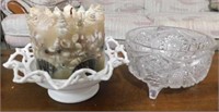 Sea shell candle - Round 3 footed clear glass dish
