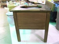 Wood Bedside Commode with granite pot - as is