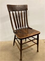Wood square backed chair. Solid. Complete