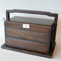 Chinese hardwood lidded sectional box with