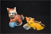 Vintage Chalkware Dog and Cat Staues