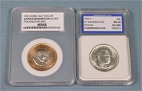 (2) Graded Commemorative Silver Half Dollars