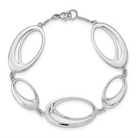 Sterling Silver Diamond  Fancy Ovals Bracelet