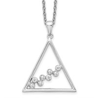 Sterling Silver Diamond Open Triangle Necklace