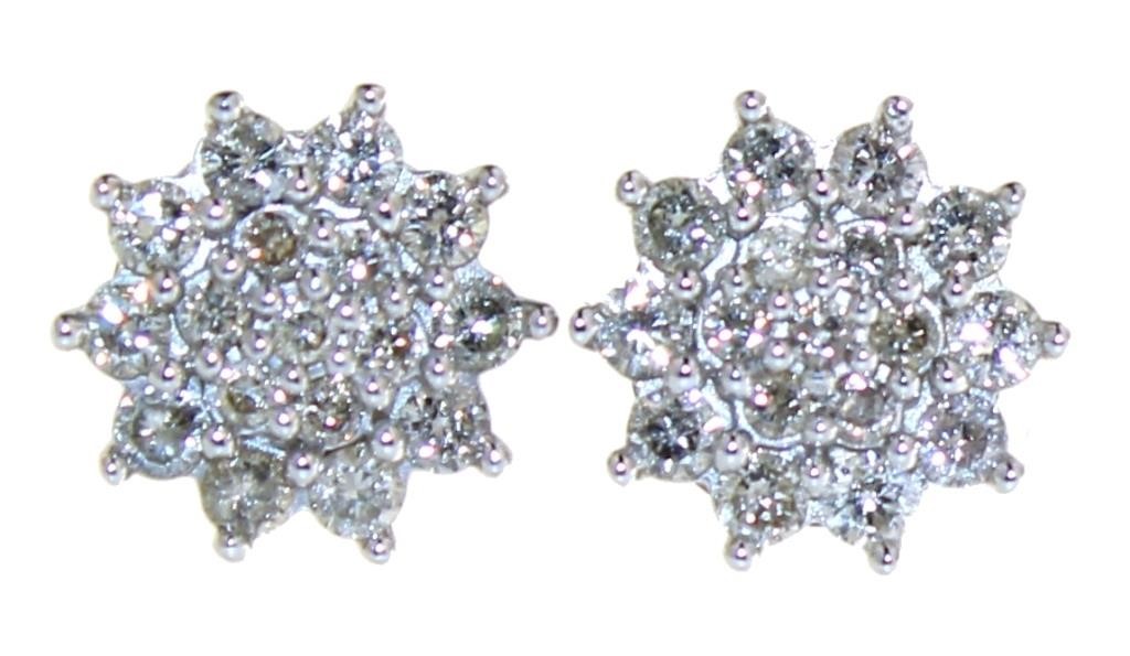 Stunning 1.00 ct Diamond Star Cluster Earrings