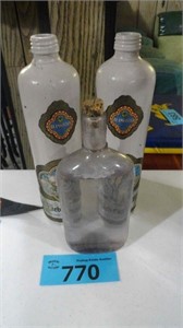 Vintage Glass Bottle / (2) Stone Bottles