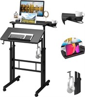 Klvied Mobile Standing Desk with Cup Holder